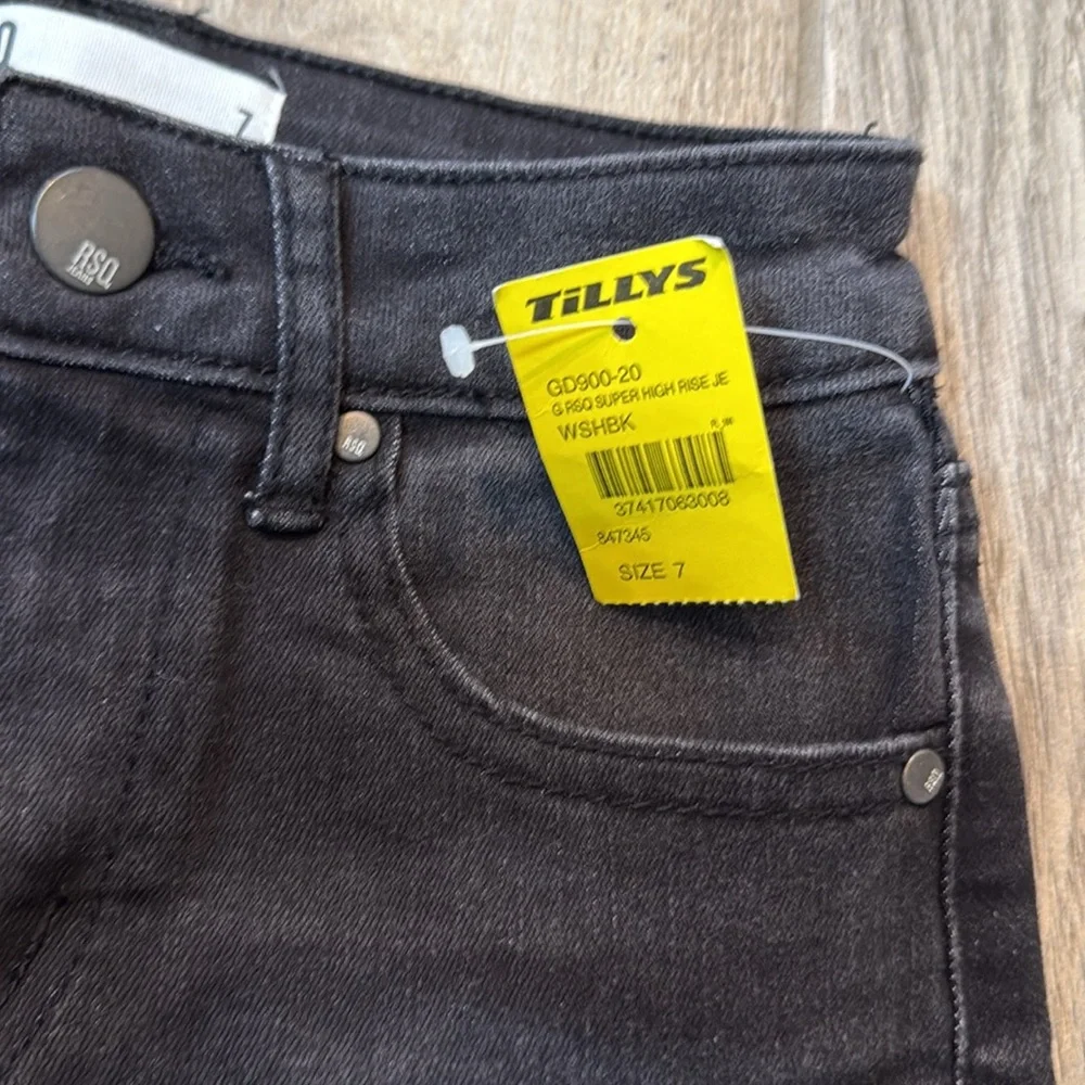 RSQ Girls Super High Rise Jeggings Black Distressed Size‎ 8 NWT